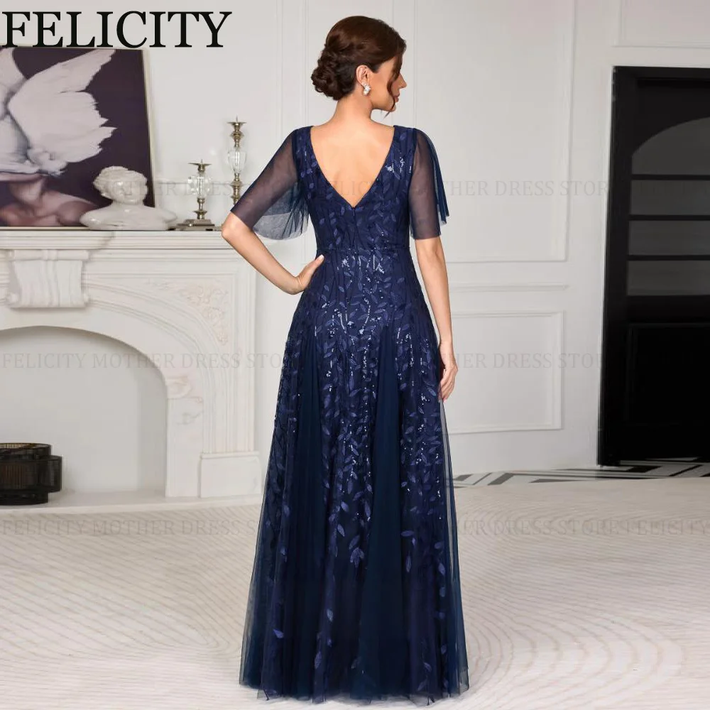 Felicity personalizado lindo mãe da noiva vestido 2026 a linha lantejoulas apliques longo vestido de convidado de casamento festa vestido de noite