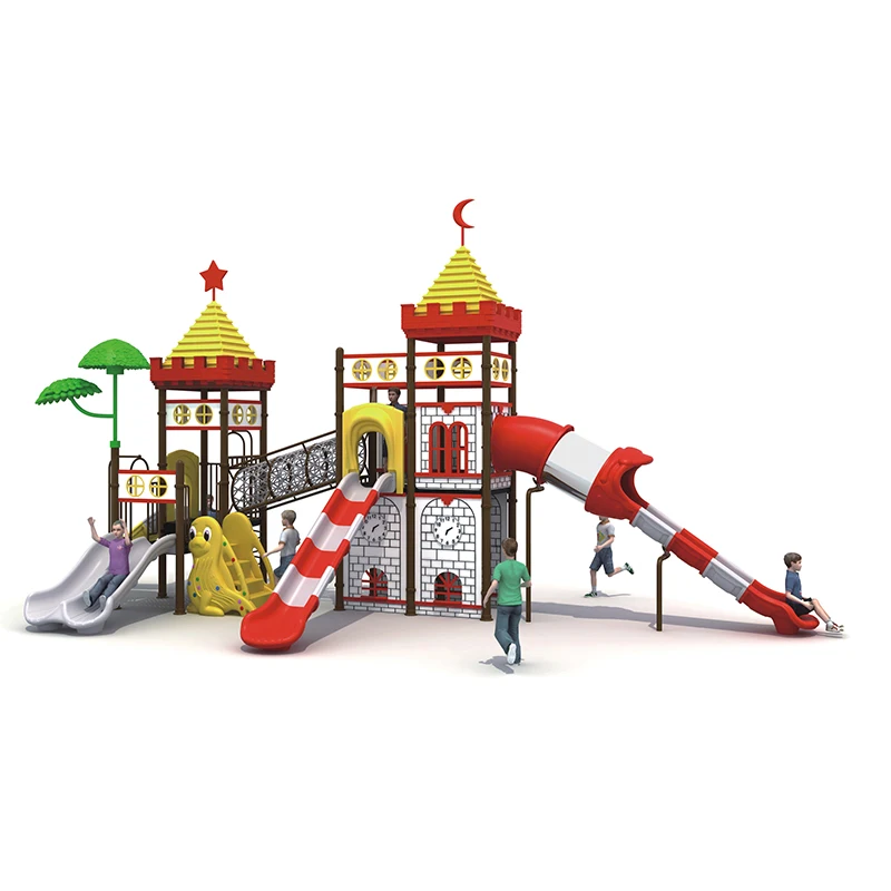 School Tree House Theme Kids Outdoor Playground Plastic Slide Playground Equipment Outdoor Playground Children's Play Center