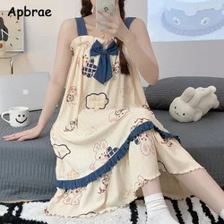 Women Summer Korean Cotton Nightgown Pink Cute Nightgowns Kawaii Princess Style Sleeveless Women's Nightdress Lingerie Sleepwear