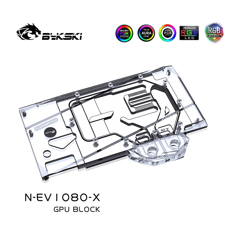 Imagem -02 - Bykski Bloco de Água para Uso em Evga Gtx1080 1070 Ftw Gtx1060 ti Ftw Ultra Placa de Vídeo de Cobertura Completa Bloco de Cobre do Radiador Rgb