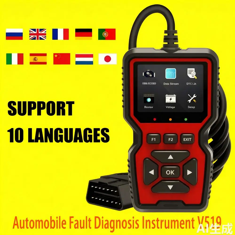 

V519 Multi-Language OBD2 ScannerCar Diagnostic Tool Code Reader OBD Engine Fault Code OBDII Since 1996