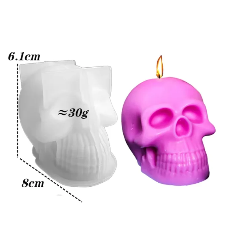 Skull Scented Candle Silicone Mold Epoxy Resin DIY Table Decoration Plaster Soft Clay Tools Halloween Decoration Ornaments