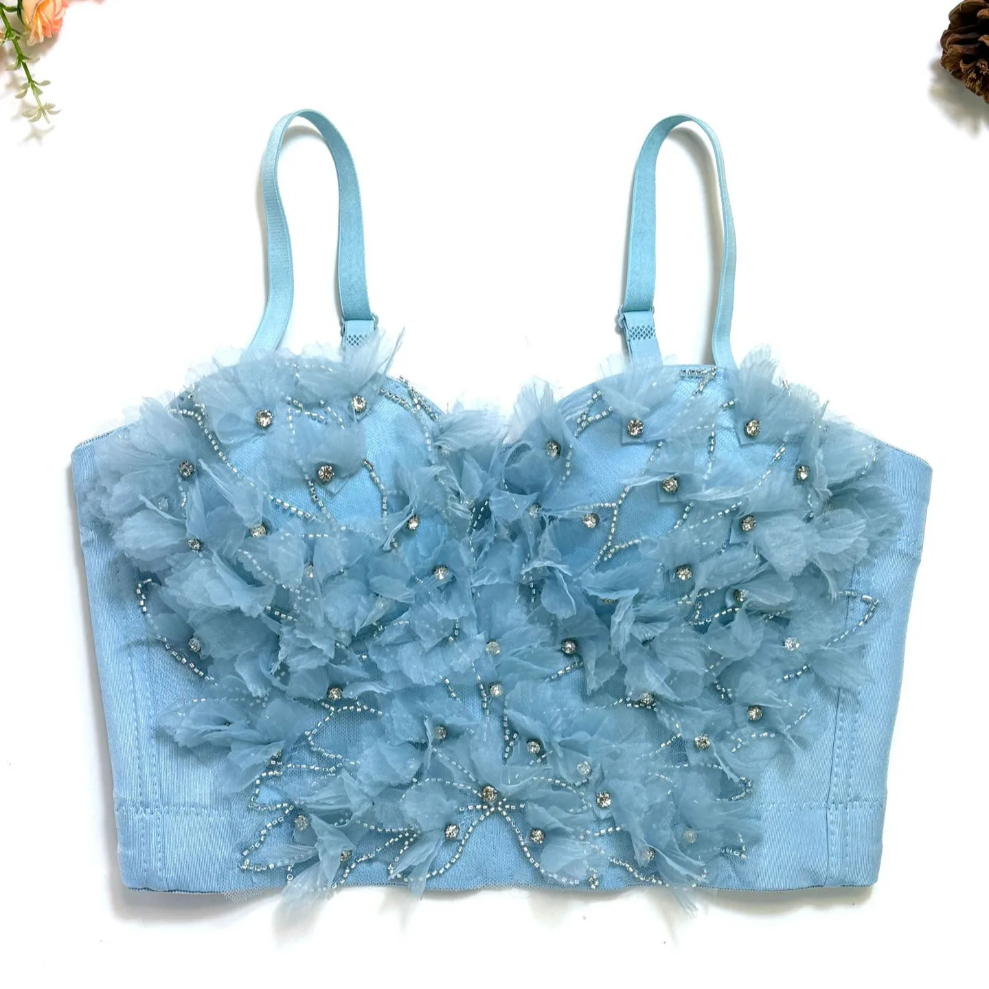 مشد على شكل هيكل السمكة مخصص للسيدات البالغات على شكل زهرة صغيرة مع ملمس راقي يتم ارتداؤه مع صدرية قصيرة مثيرة بدون حمالات #2