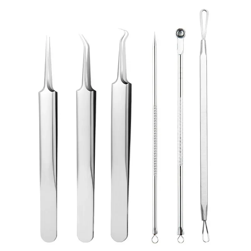 Set Stainless Steel Acne Removal Needles Pimple Blackhead Remover Tools Spoons Face Skin Care Tools Needles Facial Pore Cleaner