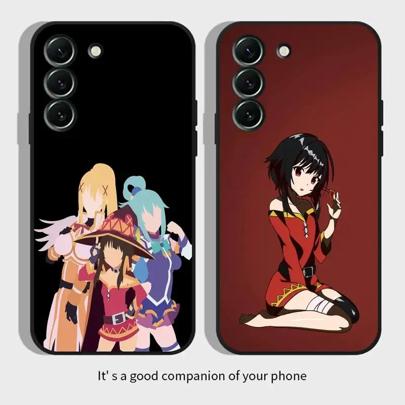 

K-Konosuba Phone Case For Samsung Galaxy S 23 22 21 20 10 e 9 8 7 6 5G plus edge ultra lite Black Soft Silicone Cover