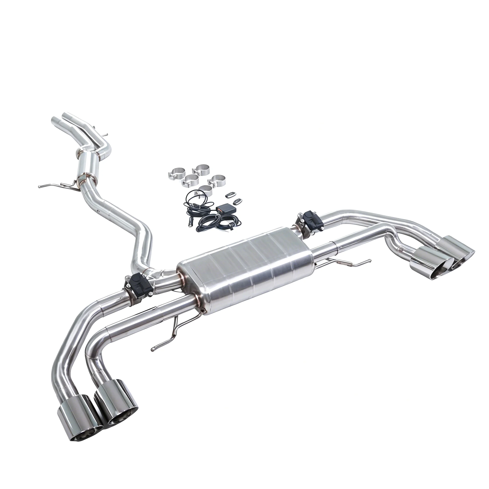 For 16-19 Audi Q7 3.0T Catback 304 stainless steel high performance adjustable exhaust system four tips