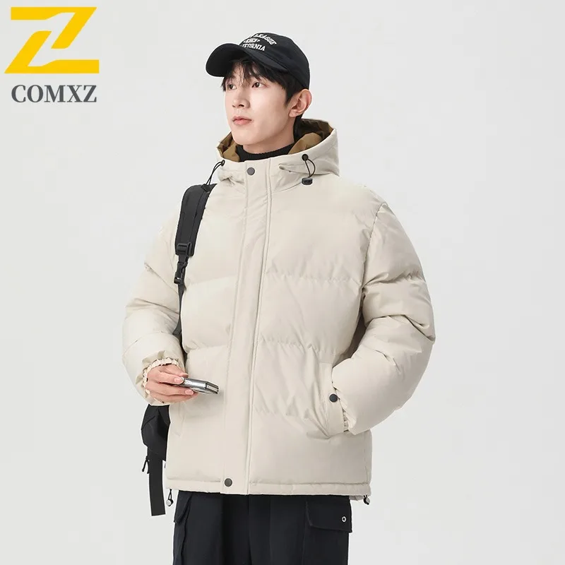 معطف COMXZ للرجال بقلنسوة، موضة عالية، مقاوم للبرد والرياح، خفيف الوزن، سترة مبطنة للتزلج على الجليد، ملابس الشارع، سترة الخبز #4