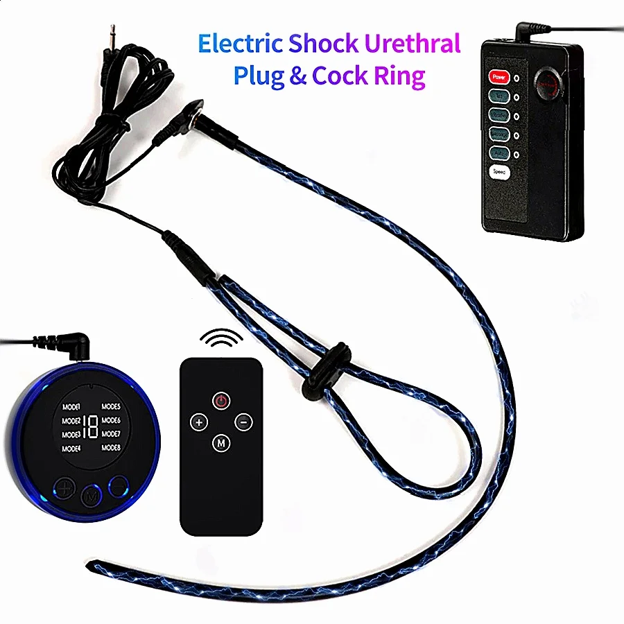 صدمة كهربائية الحصان العين قضيب مجرى البول موسع الاستمناء سيليكون لعبة استثارة القضيب تحفيز تأخير القذف لعبة الجنس للرجال