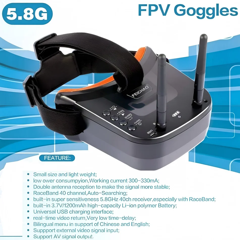 

VR009 FPV Goggles 5.8G 40CH 3 inch 480x320 Video Headset HD DVR 16:9 Diversity FPV Goggles for Camera Drones & Accessories