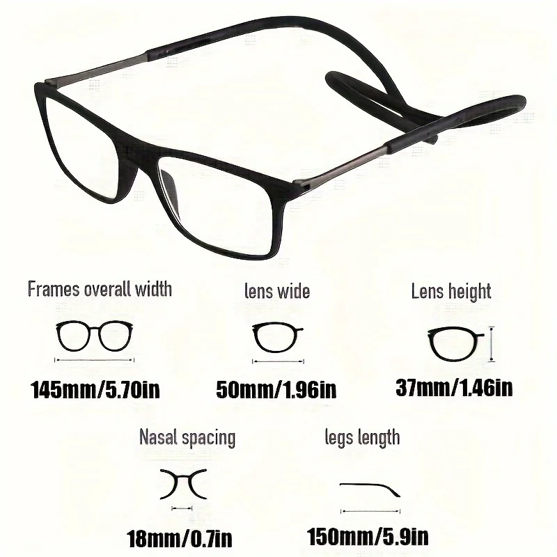 Tragbare magnetische Lesebrille, die um den Hals aufgehängt werden kann, mit verstellbarem Umhängeband für Männer und Frauen – Detail 4