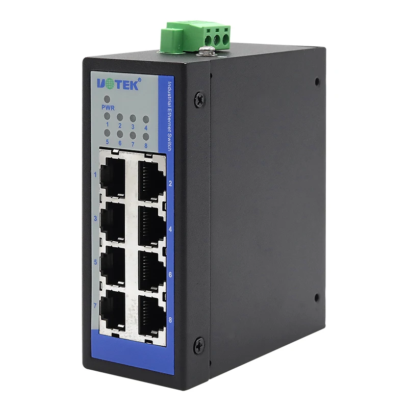 

UOTEK 8-портовый гигабитный неуправляемый Ethernet-коммутатор промышленного класса коммутатор на DIN-рейке UT-6405GCA