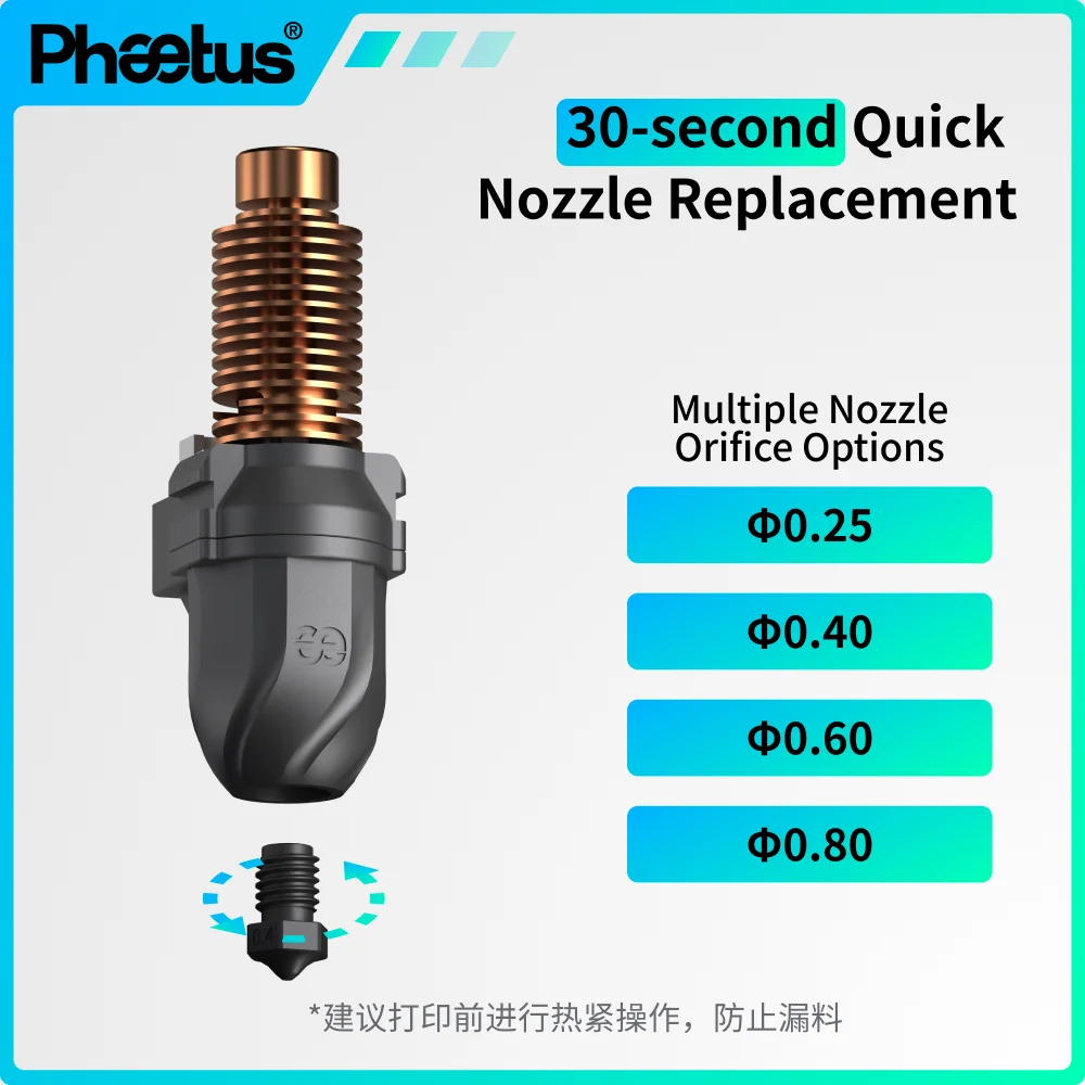 Phaetus Conch Hotend Perfect Fit for Flashforge AD5M/AD5M Pro EndCoat V6 Removable Nozzle Flashforge Adventurer 5M
