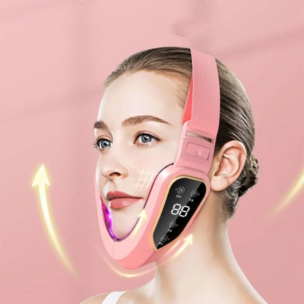 LED Display Face Lifter Vibration Massager USB Rechargable 12 Modes V-Shaped Face Machine Foldable 5 Light Women's V-Face Device