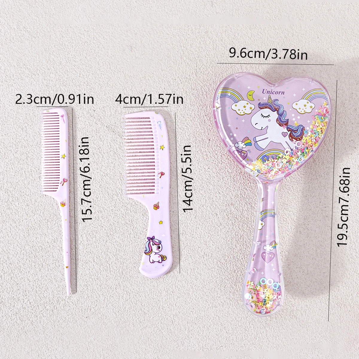 3-teiliges Haarkamm-Set mit niedlichem Cartoon-Muster, Haarbürsten und 2 Kämme, sowohl für trockenes als auch nasses Haar, Geschenk, speziell für Echthaarperücken – Detail 8