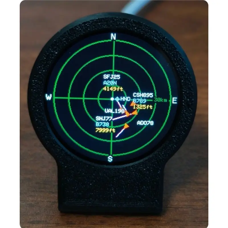 ABHU Aviation Desk Decor USB-C Deskradar, Gadget With Live ADS-B Flight Tracker Tracking, Sonar Grid Screen& 3D Printed Case