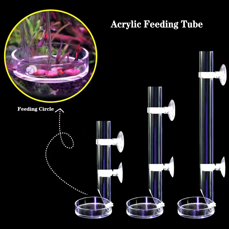 Alimentador de acrílico para acuario, plato de tubo transparente para pecera, camarón, Caracol, camarón, alimentador de comida, cuenco, accesorios de alimentación para acuario, 1 piezas