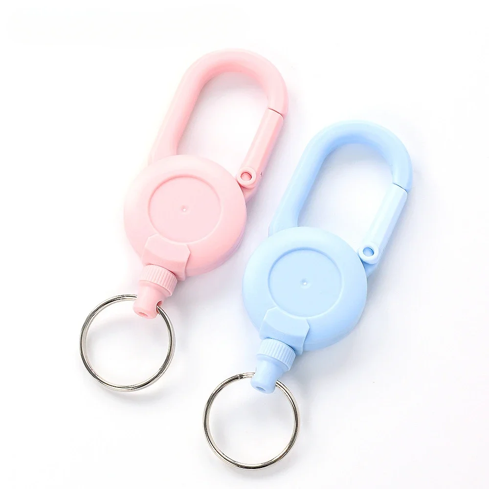 1Pc Cute Candy Color Kid Badge Holder Outdoor Easy To Pull Retractable Anti-loss Lanyard Key Organizer Backpack Hook Card Holder