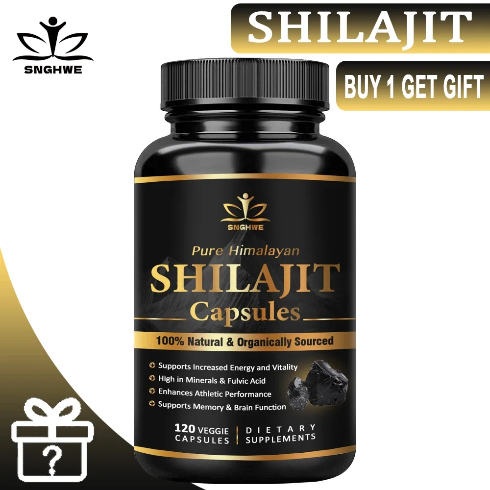 كبسولات Shilajit Pure Himalayan Organic-6550MG Shilajit - شيلجيت ممتاز للرجال - مع أشواغاندا الجينسنغ والمزيد من حمض اللفيت