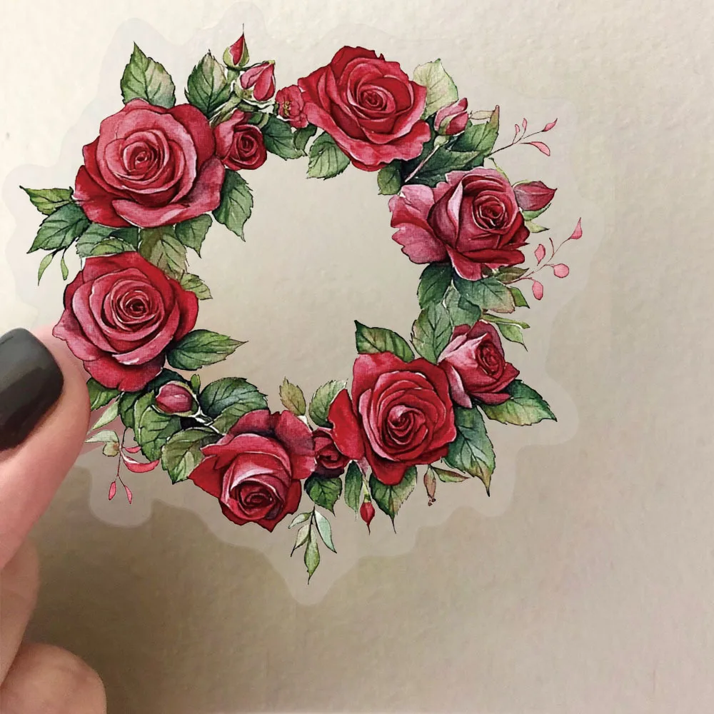 100/200 PCS Dunkel/Rote Rose Aufkleber DIY Notebook Schreibwaren Stift Halter Abnehmbare Dekor Telefon Gitarre Transparente PET Aufkleber