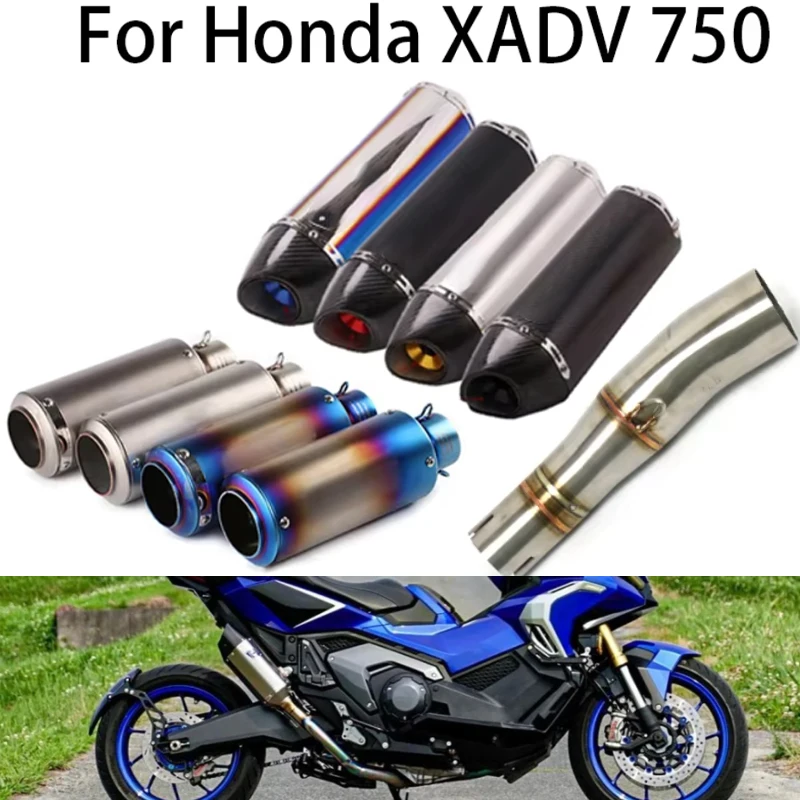 For HONDA XADV750 Motorcycle Exhaust Tailpipe Front Pipe Middle Link Connect Pipe Muffler Tube Stainless Steel Slip On