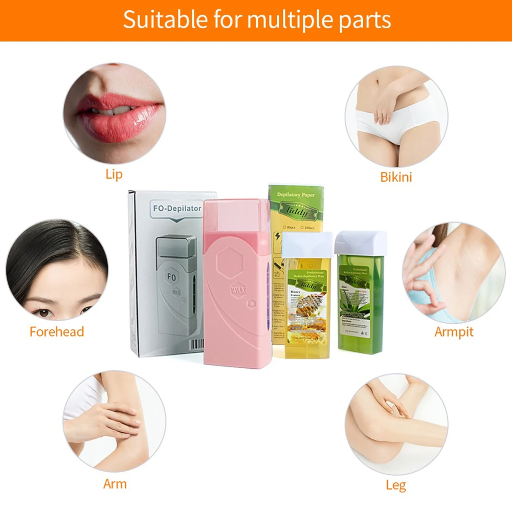 Ensemble de chauffage d'avertissement portable avec cartouche de miel, ABS, indolore, visage, lèvres, bras, jambes, épilation douce, rentabilité, vente en gros, 4 pièces