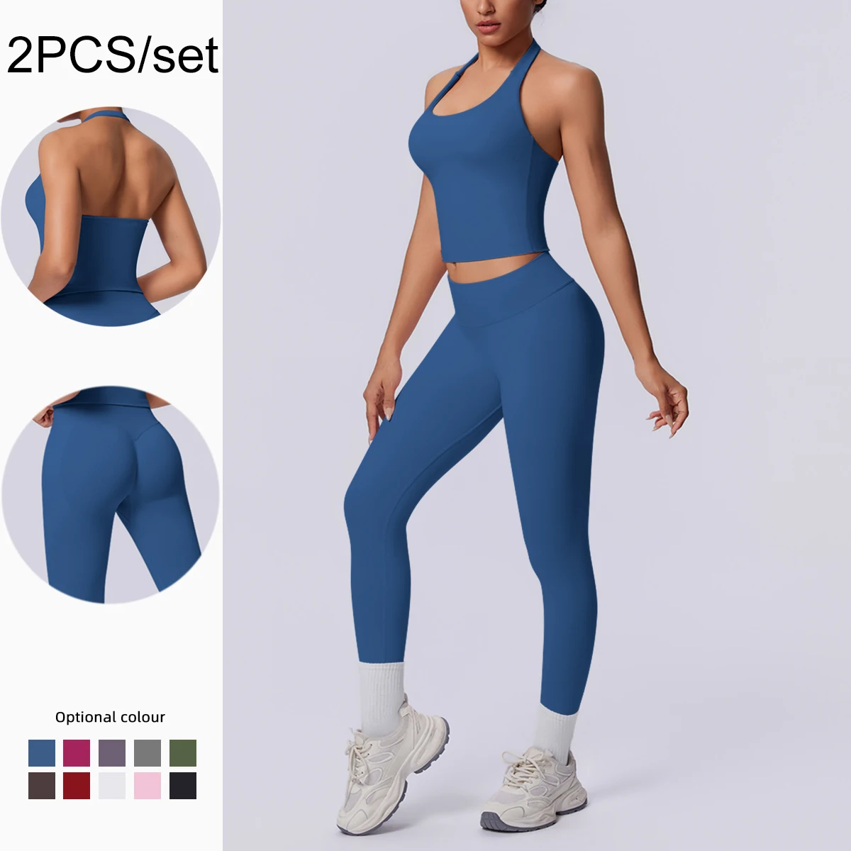 Summer sport  setSport Fitness Clothing Woman Yoga Set Summer Gym Running Workout Top Yoga Vest Solid Color Peach Buttocks Fitn