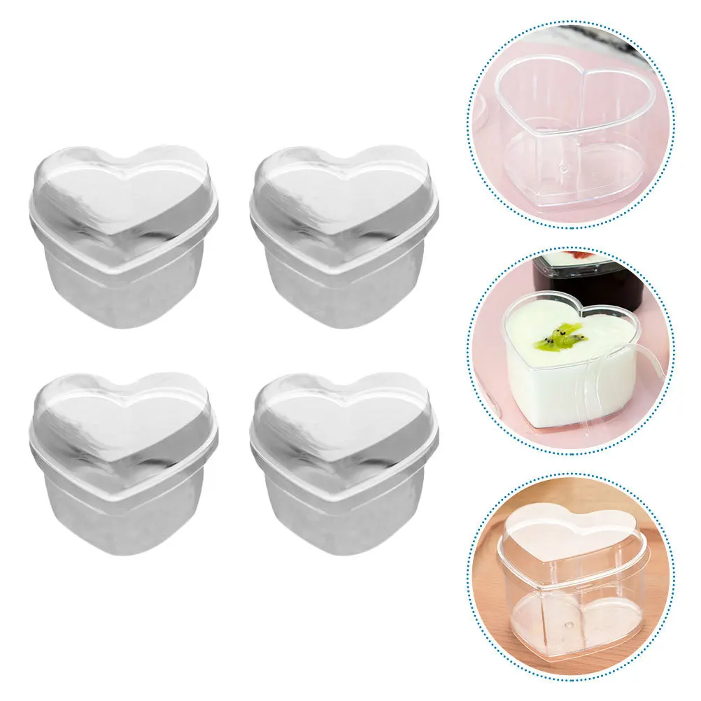 

50Sets Heart Shaped Pudding Cups Disposable Creative Stylish Dessert Ice Cream Jelly Mousse Cups Heart Shaped Ice Cream Cup