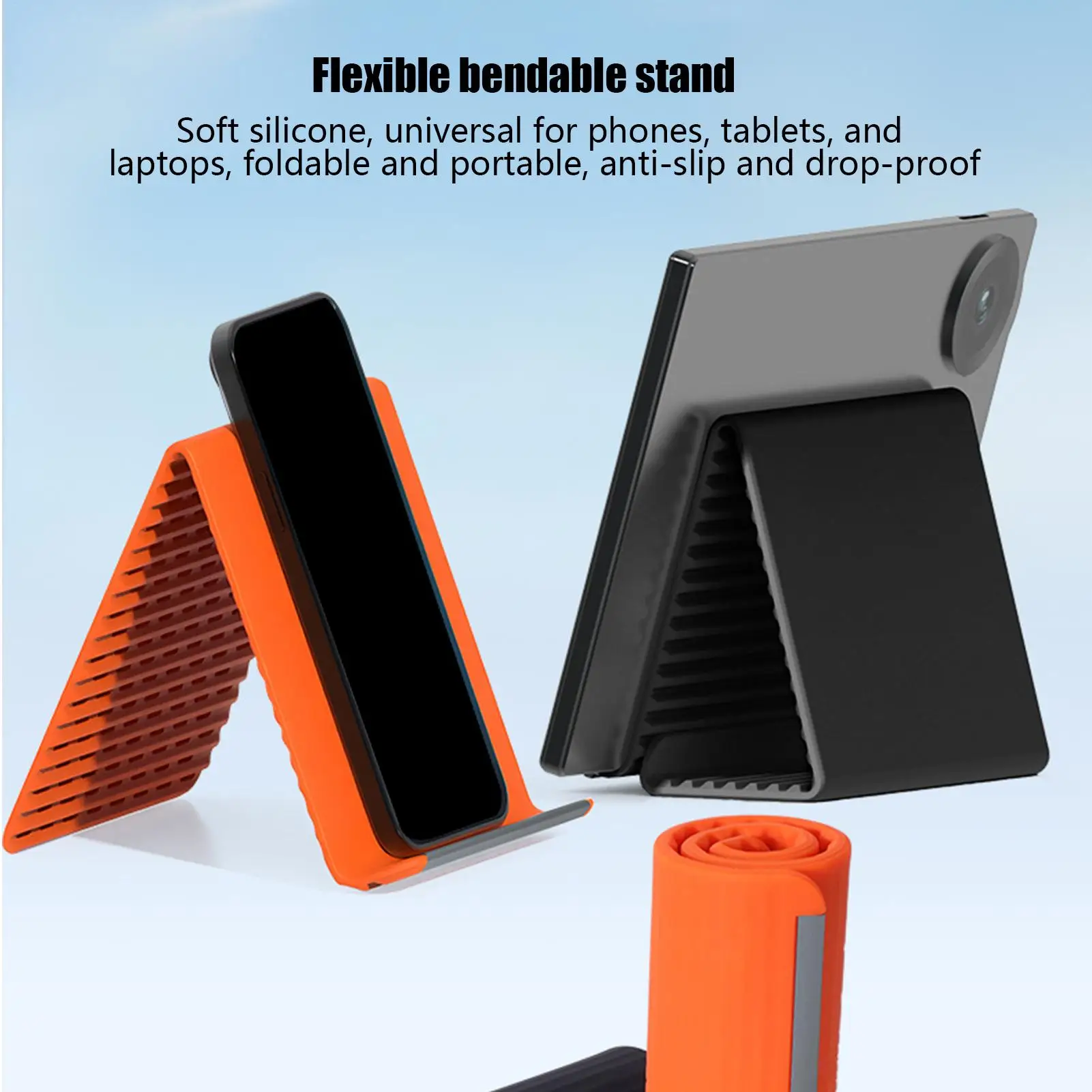 Multifunktionaler Silikon-Aluminium-Handyhalter, Biegbarer Faltbarer Flexibler Schreibtisch-Gadget, Silikon-Aluminium-Tablet-Halterung