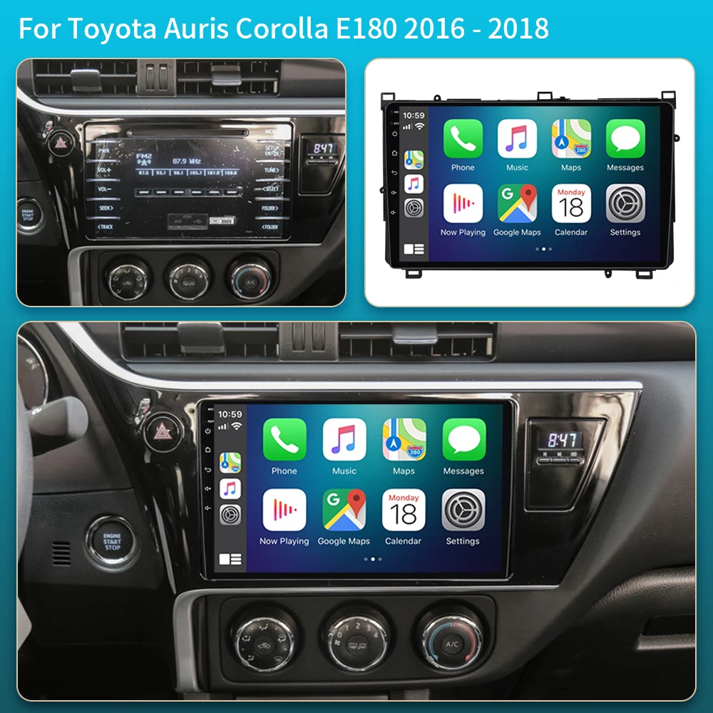 Radio Mobil Android 16 Carplay Untuk Toyota Corolla Auris E180 2017 2018 2019 Pemutar Video Multimedia Navigasi GPS Stereo 2din DVD