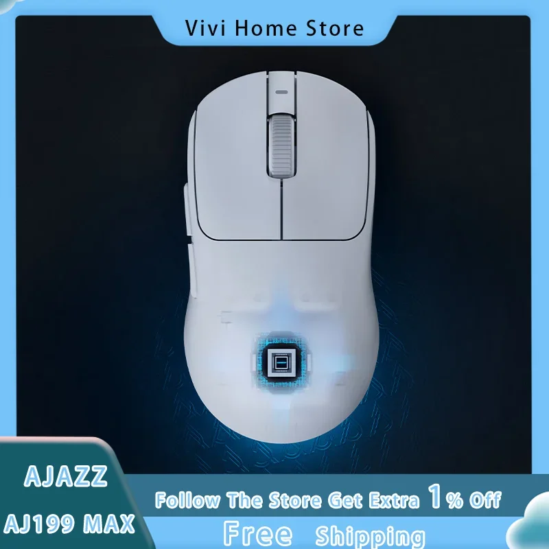 

Ajazz Aj199 Max Wireless Mouse 3 Mode Wireless Bluetooth Paw3395 Sensor 51g Lightweight Laptop PC Esports Gaming Office Mouse