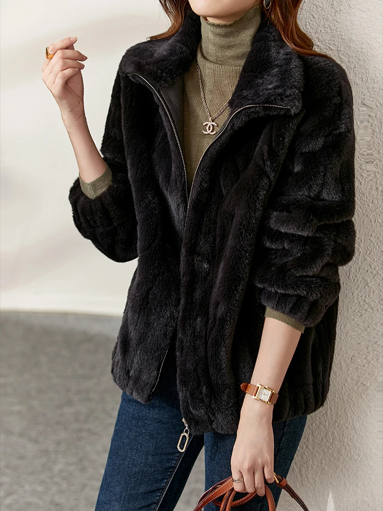 Vimly Warm Faux Fur Coat Women Fur Jacket for Women Fashion Zipper Winter Coat Women 2022 Luxury Designer Female Clothing 50333