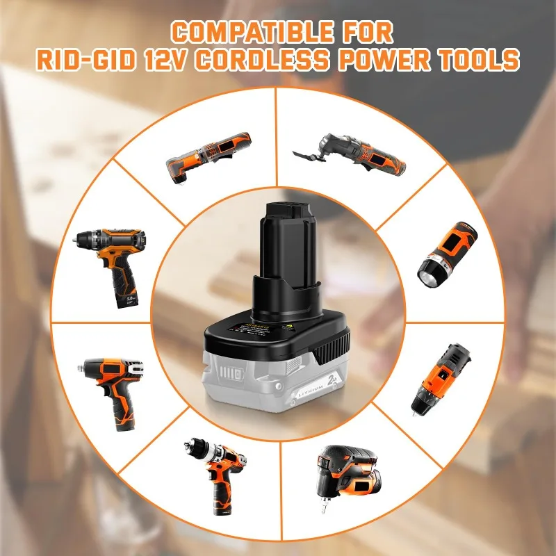 Power Tool Battery Adapter AR18AR12 for Ridgid AEG 18V Lithium Battery Convert To Work for Ridgid 12V Li-ion Cordless Power Tool