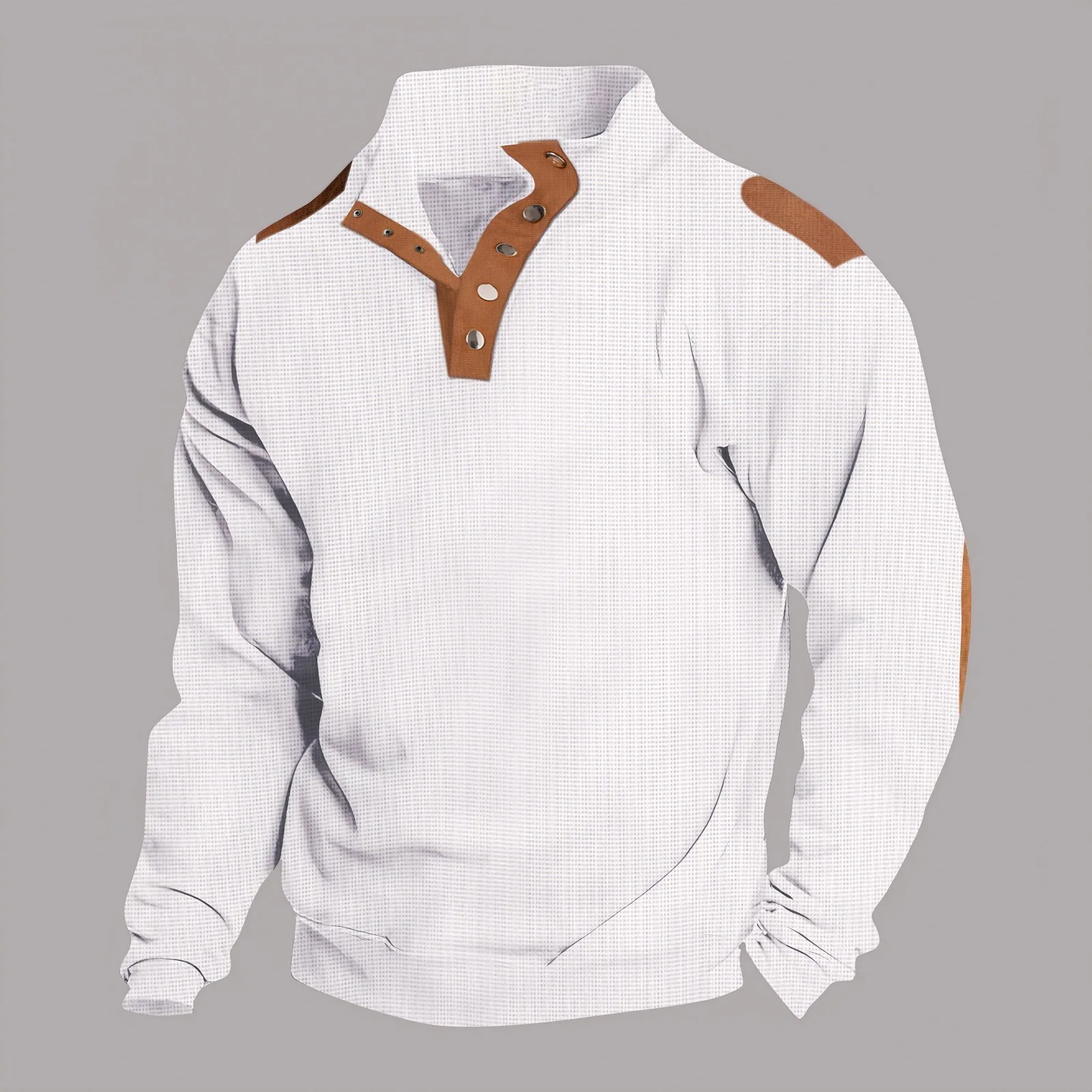 Spring Autumn Casual Men's Long Sleeve Top Embroidered Metal Buttons POLO Men's Stand-up Collar Shirt Sport Polo Shirt US Size