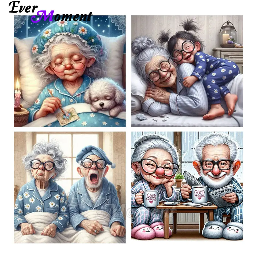 

Ever Moment 5D алмазная живопись пожилая леди спальня настенная декоративная картина DIY ремесленный комплект ASF2982