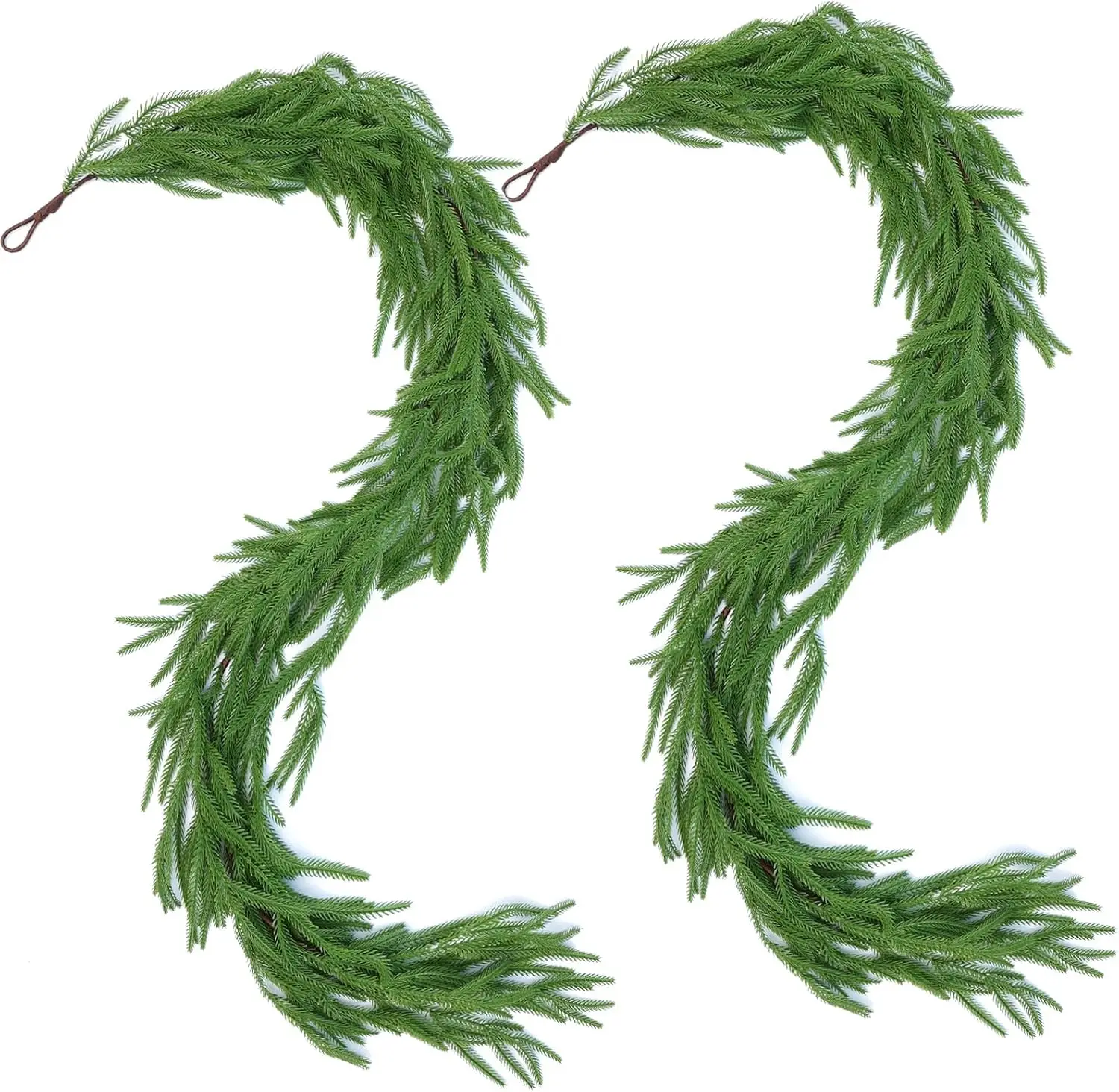 

6ft Artificial Norfolk Pine Garlands Real Touch Winter Pine Garland Green Artificial Greenery Garland for Table Mantle Wall Xmas