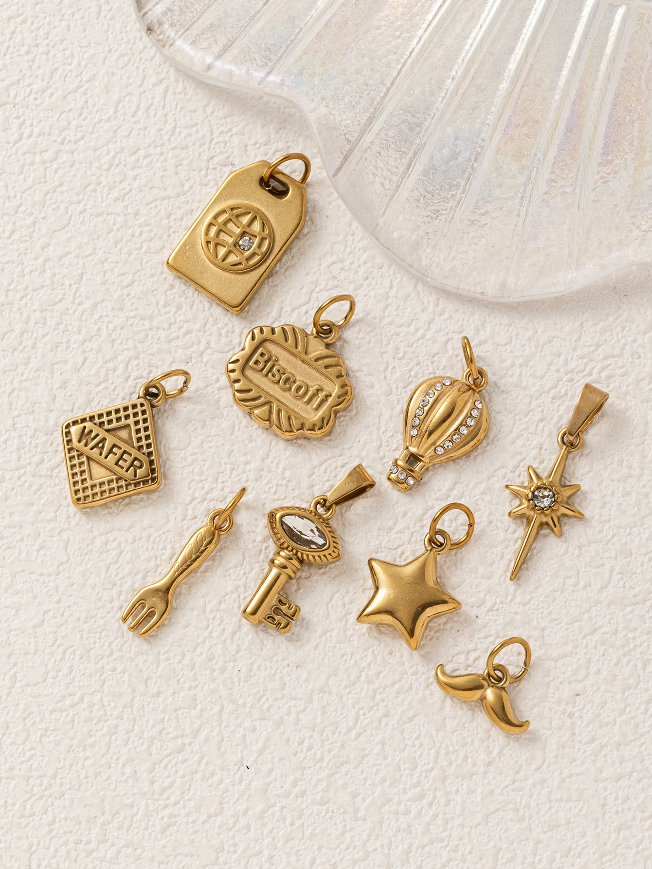 Edelstahl Modischer Einfacher Eleganter Bart Wei Hua Keks Schlüsselanhänger DIY Anhänger Charms Schmuckherstellung – Detail 2