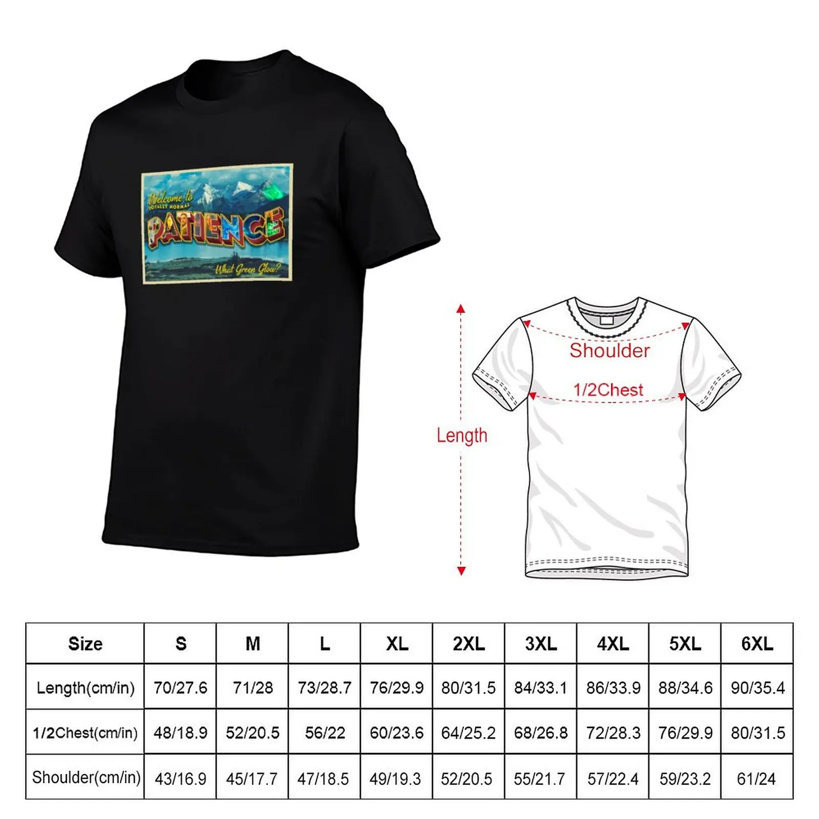 PATIENCE, COLORADO VINTAGE POSTCARD - RESIDENT ALIEN T-Shirt Industrial Work Tee Shirt