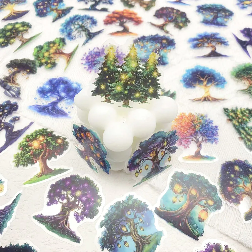 50pcs Magic Tree Transparent PET Stickers Decals For Phone Scrapbook Refrigerator Skateboard Helmet DIY Aesthetic Stickers