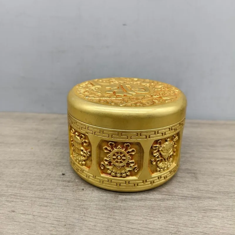 Pure copper gilded eight-treasure jar gift craft item