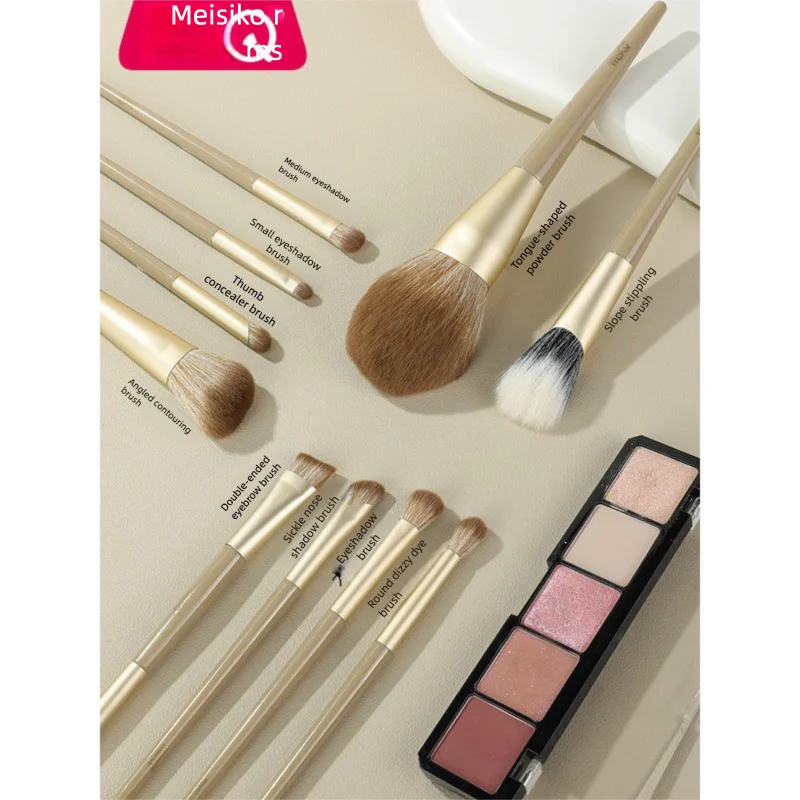Msq/meisika 10-piece Warm Sunflower Makeup Set, Eye Blush Nose Shadow Contouring Brush, Complete Set Of Brush Tools