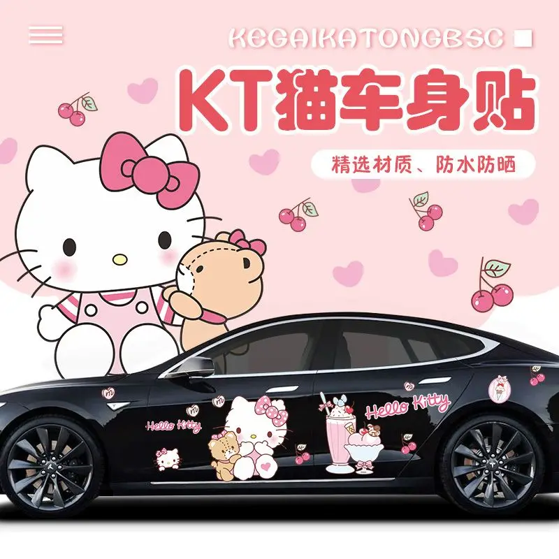 Hello Kitty Car Sticker Body Stickers Car Film Car Cover Sticker Applique Cartoon Kuromi Car Decorate Accessories Festival Gift