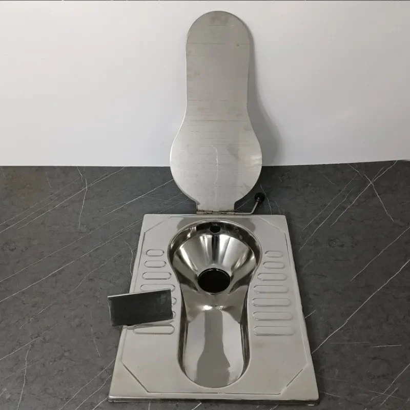 Public toilet integrated stainless steel squattingmobile squatting plus flip cover large sewage outlet