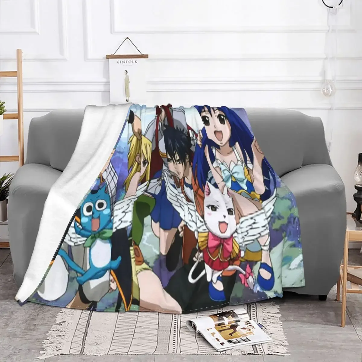 

Fairy Tail Anime Baby Blankets Sofa Cover Flannel Printed Collage Cartoon Thin Lightweight Throw for Home Outdoor Bedspread