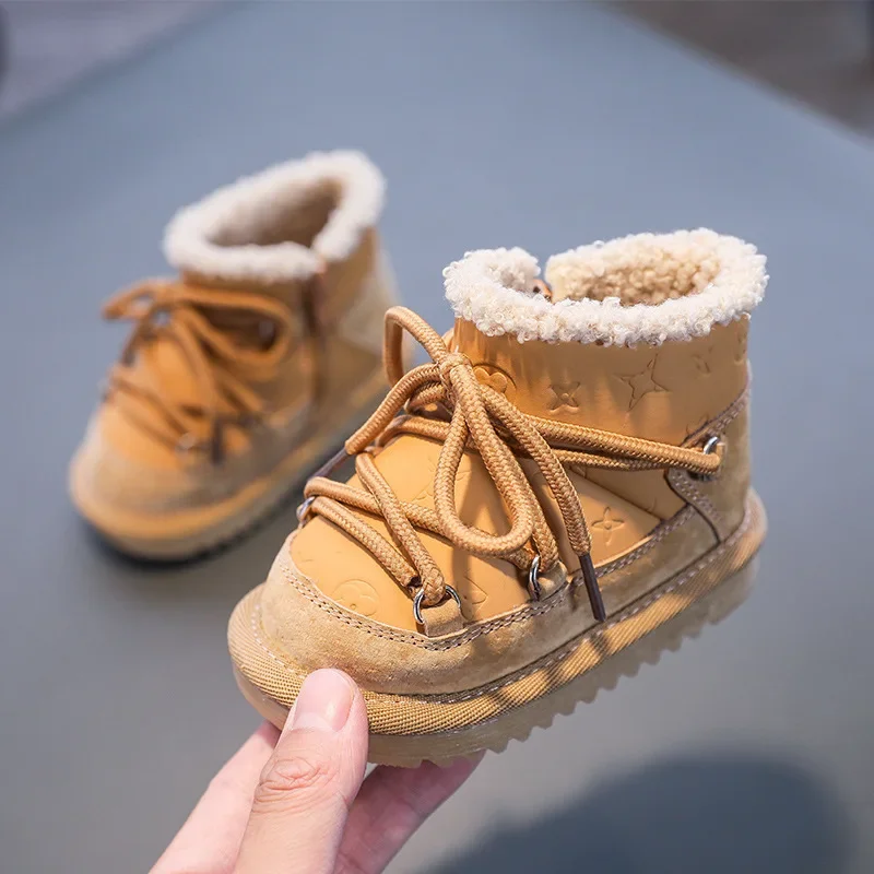 2024 New Winter Baby Boots Warm Plush Rubber Sole Toddler Kids Sneakers Infant Shoes Fashion Little Boys Girls Snow Boots