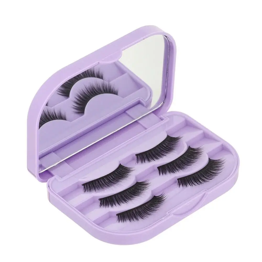 

Empty False Eyelashes Storage Box With Makeup Mirror Plastic 3 Pairs False Eyelash Box Waterproof Lashes Container Box Travel