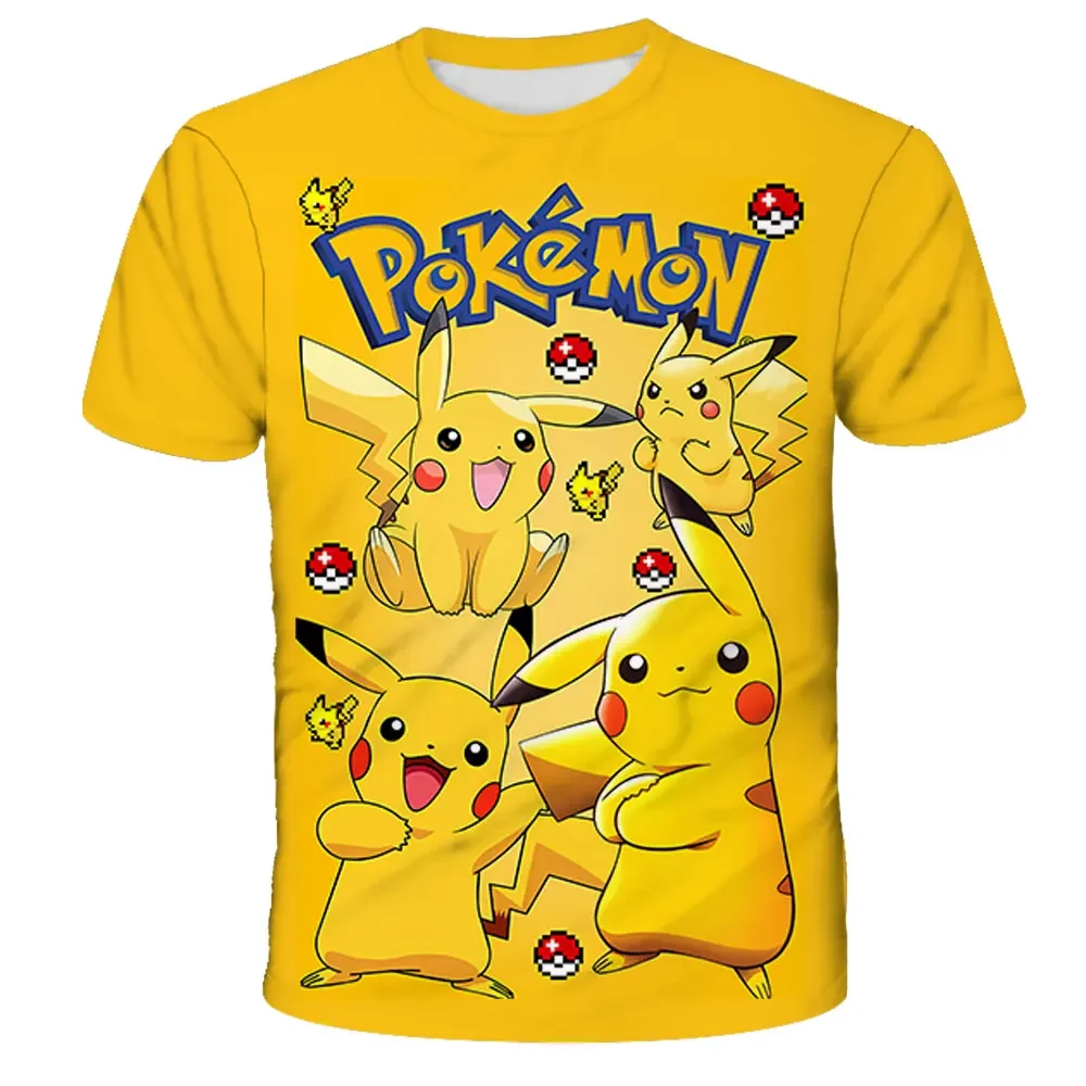 

New Boys Clothes Anime Pikachu Children 3D Fashion Casual T-shirt Pokemon Boys Girls Kids Cosplay Clothing T-shirt Short Sleeve