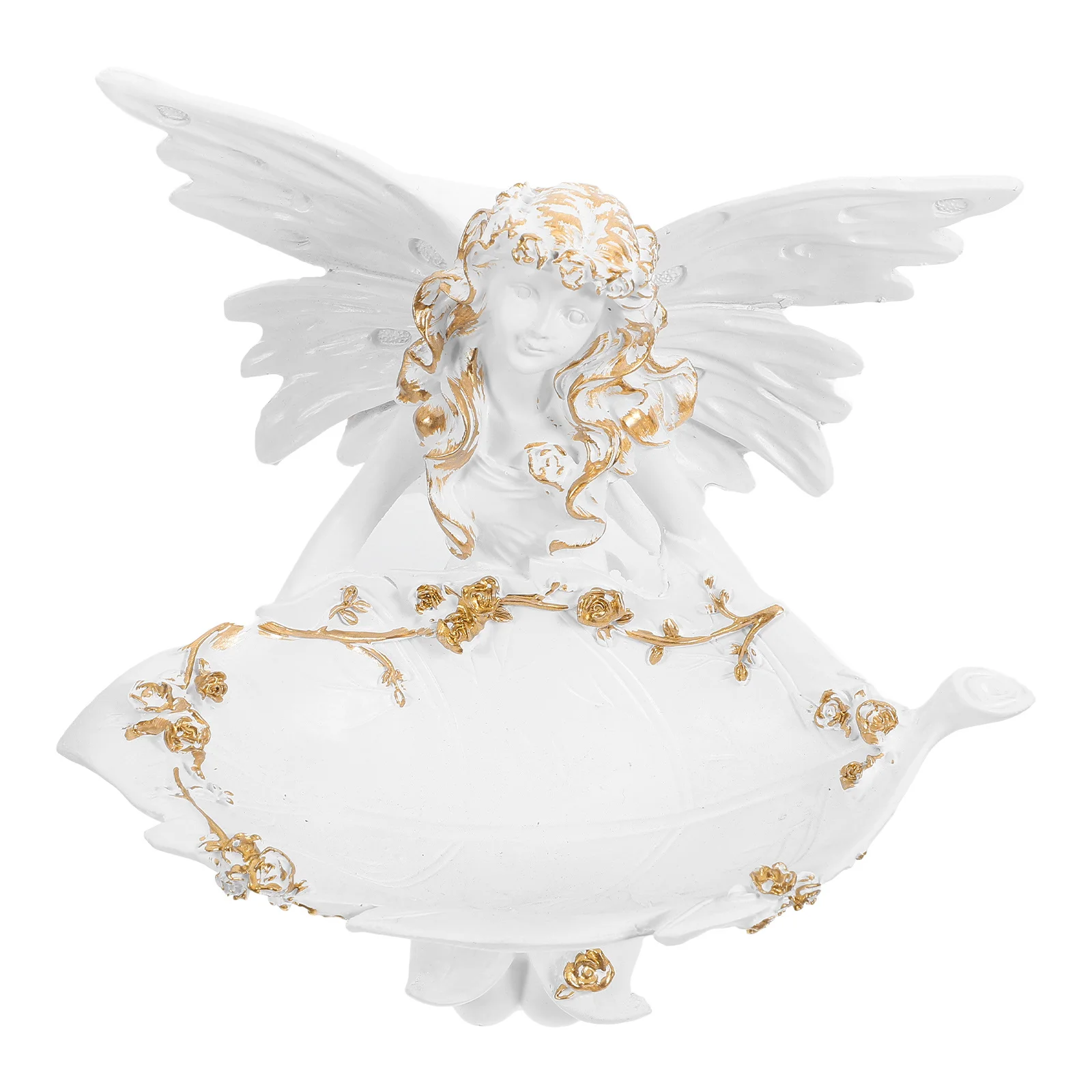 

Angel Statue Tray Resin Fairy Jewelry Holder Exquisite Desktop Decor For Rings Earrings Storage Flower Fairy Decoration