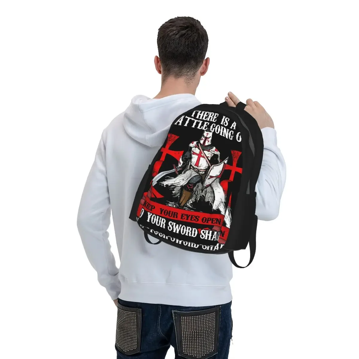 Knights Templar Cross Shield Symbol Medieval Sword Emblem Backpack BookBag Children School Bag Computer Shoulder Bags