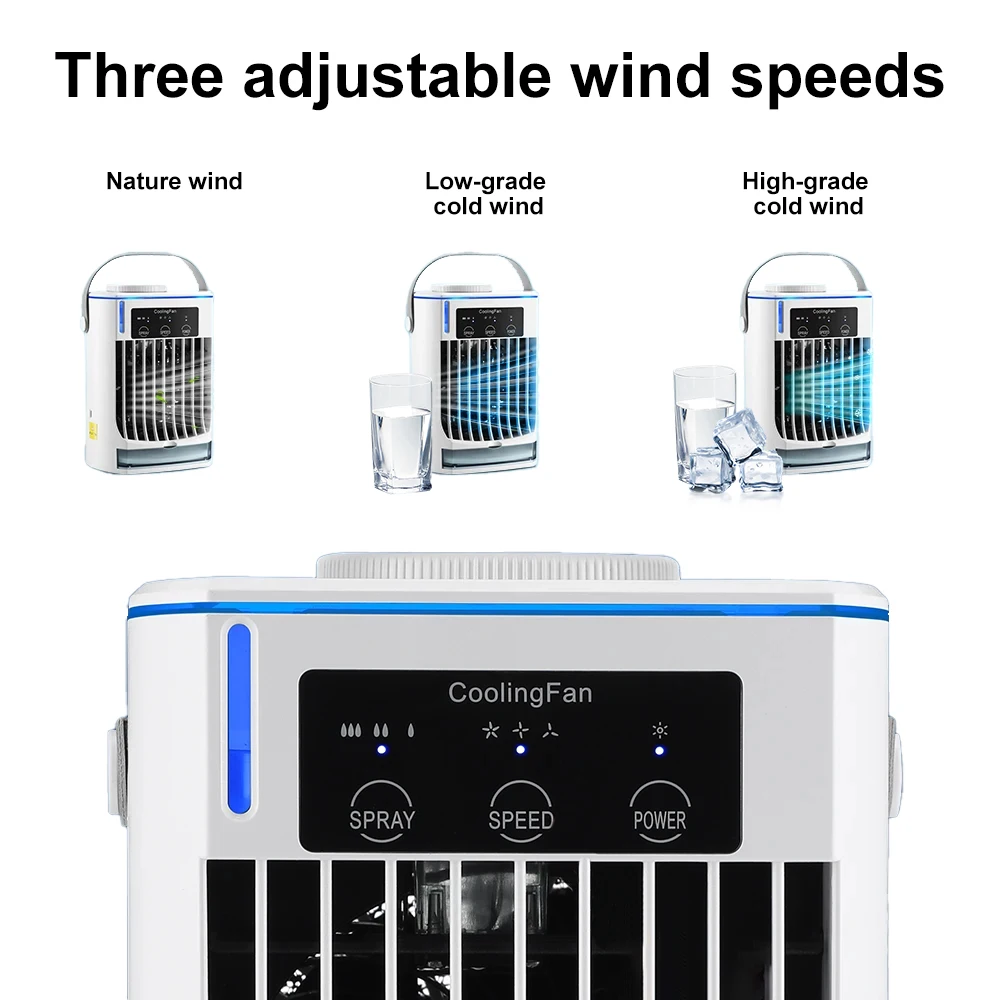 3 In 1 Fan Air Conditioner Humidifier Household Small Air Cooler Portable Water Cooling Fan Spray Adjustment Fan For Office Home