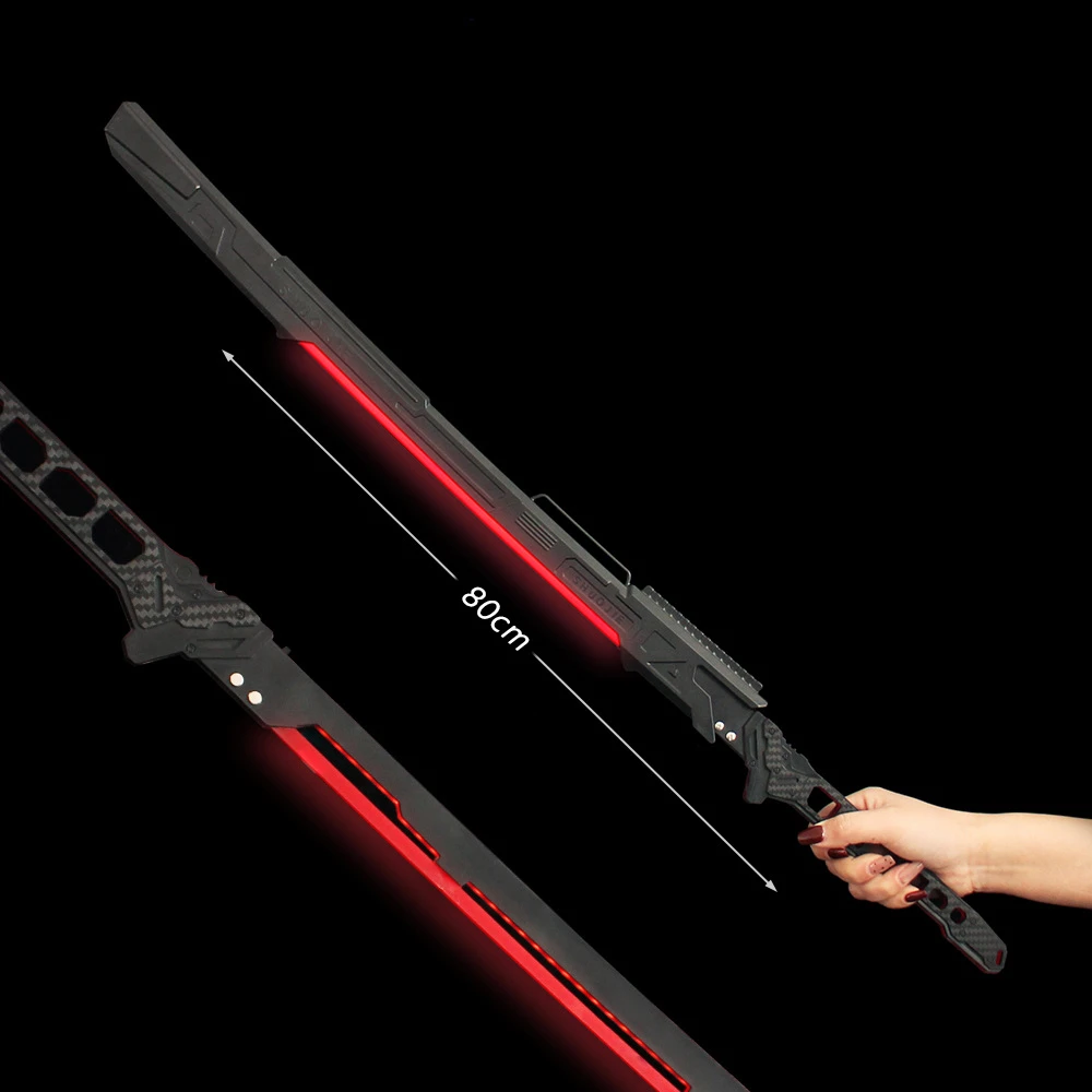 Juego de hoja Katana térmica Cyber Punk de 80cm, espada samurái acrílica con brillo periférico, modelo de vaina para juguete de regalo de Cosplay